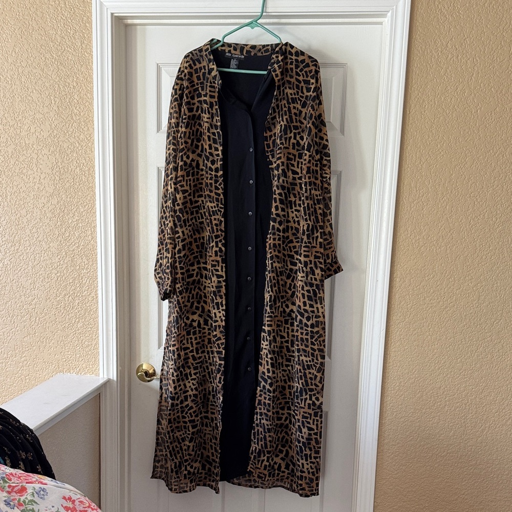 Leopard Print Long Coat Dress